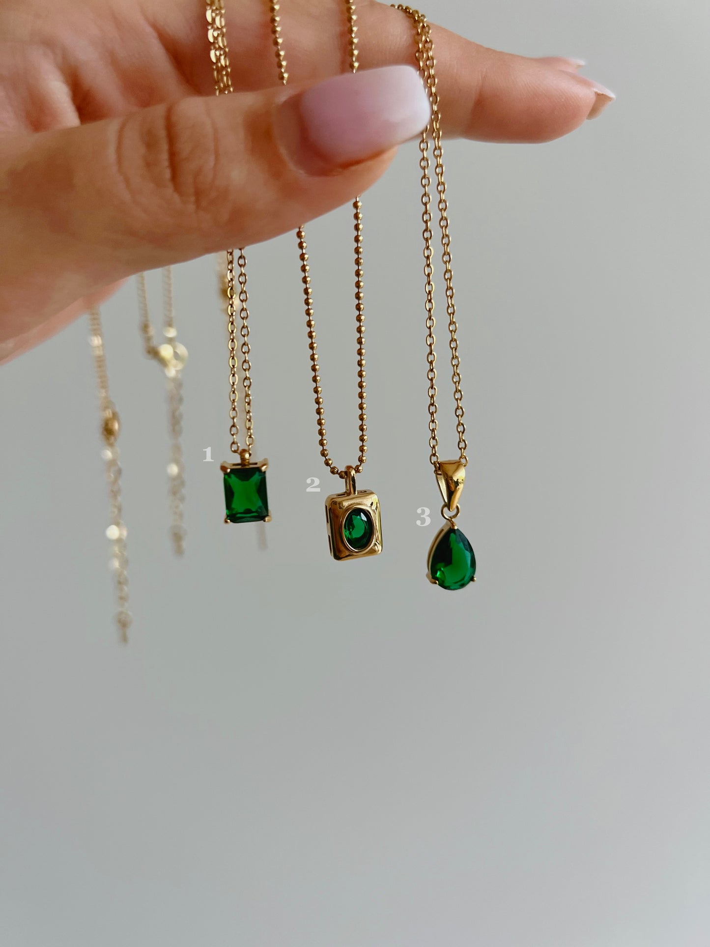 Green stone necklaces