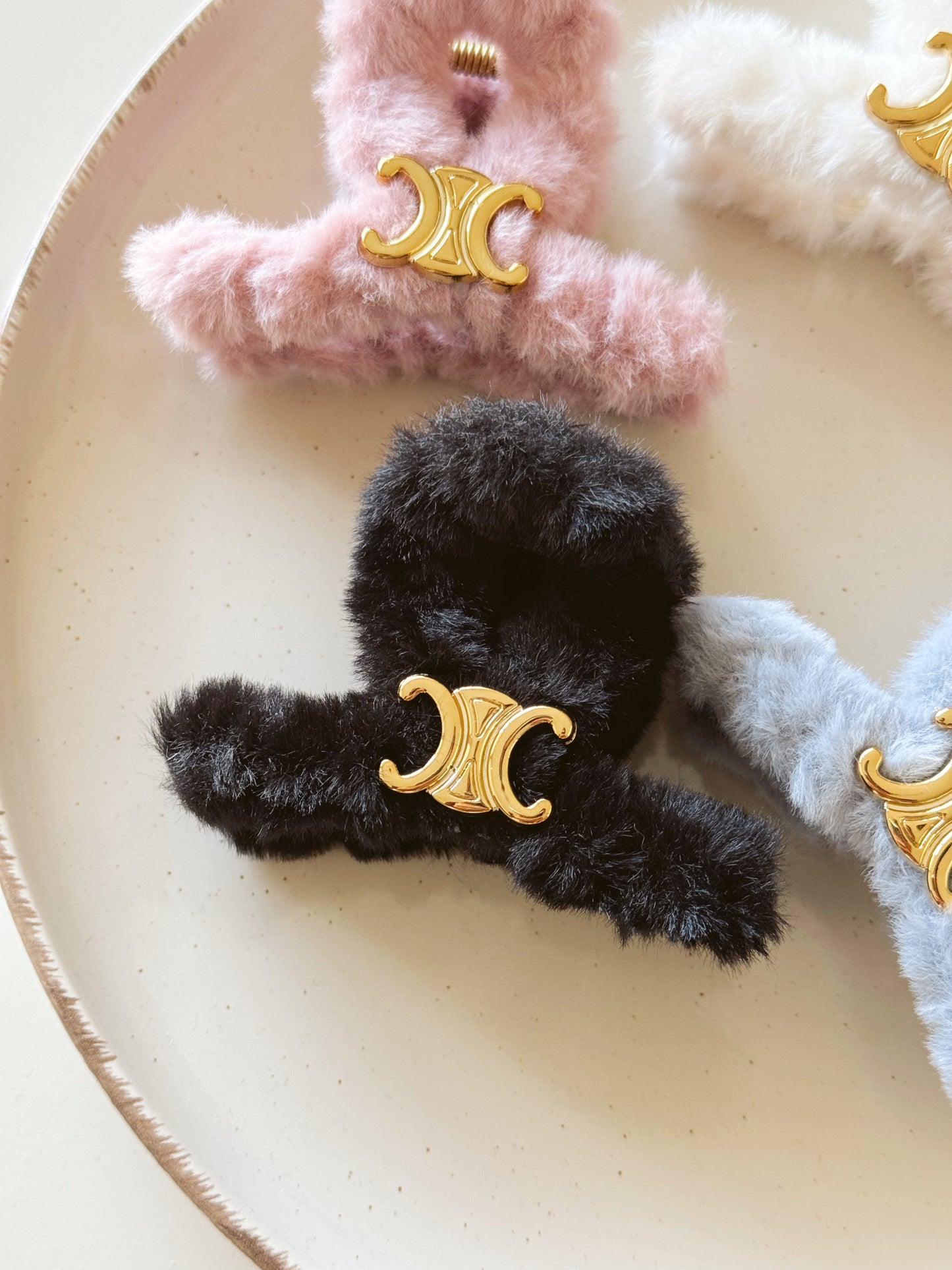 Celine plushy hair clips