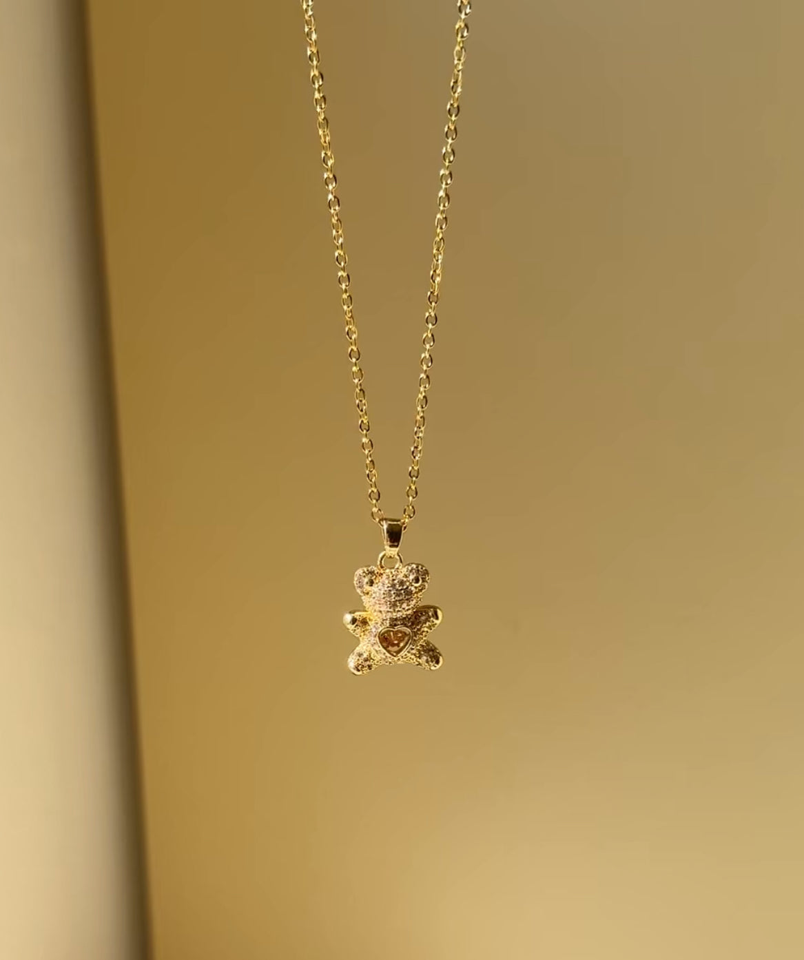 Heart teddy bear necklace