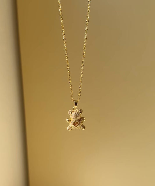 Heart teddy bear necklace