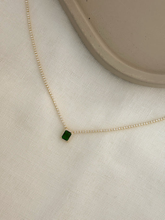 Tennis green stone necklace