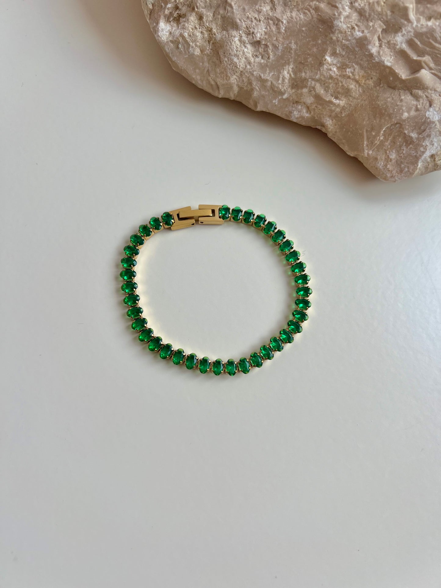 Green oval tennis bracelet