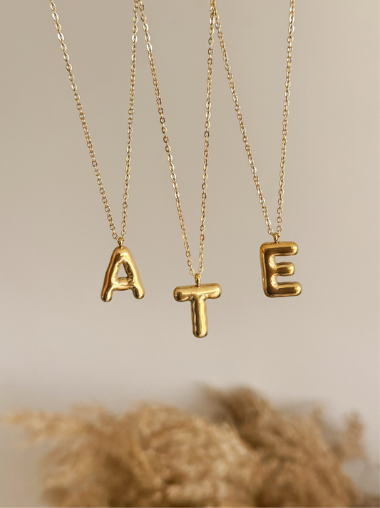 Bubble initial necklaces