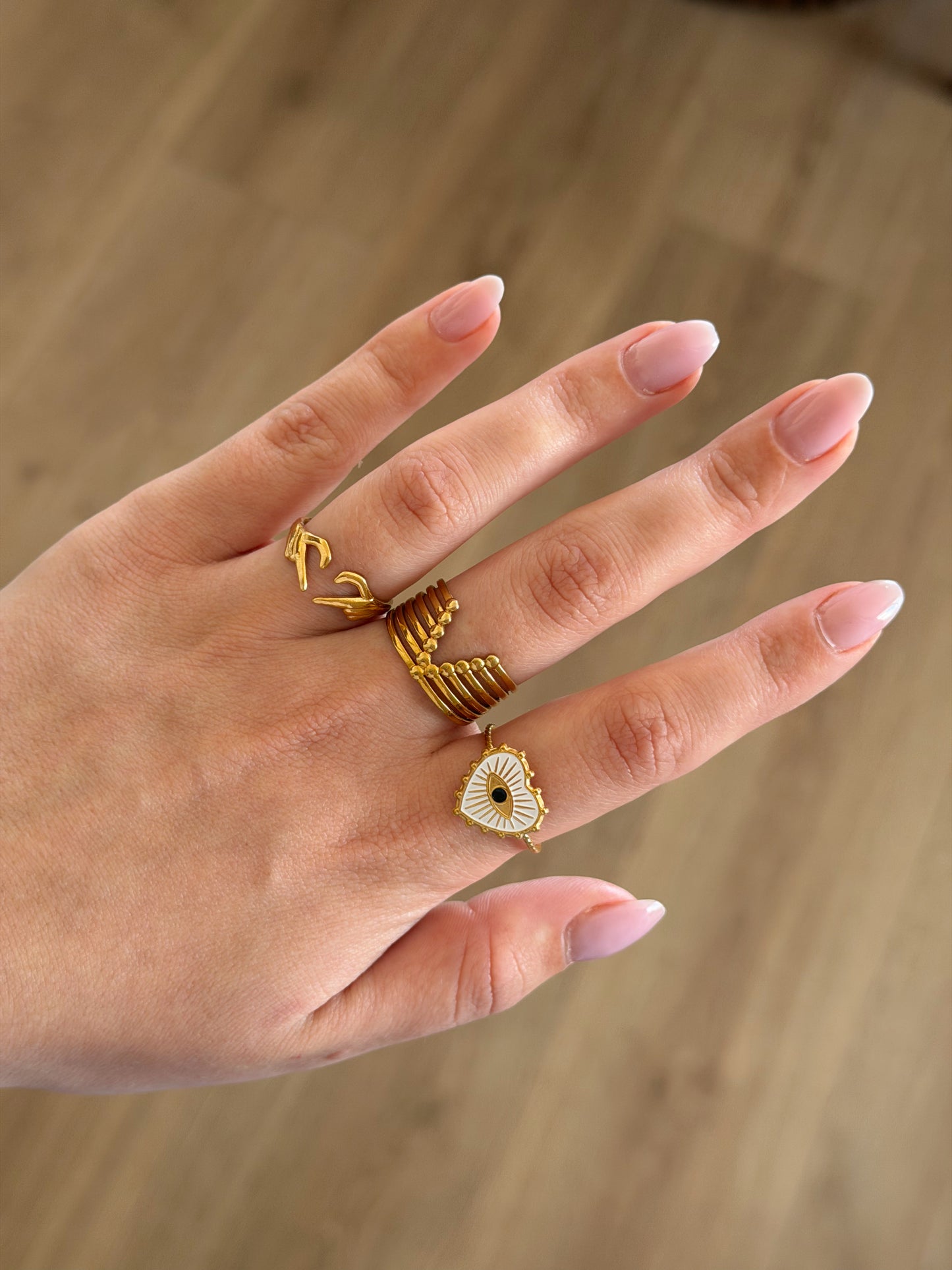 3 pcs rings set gold
