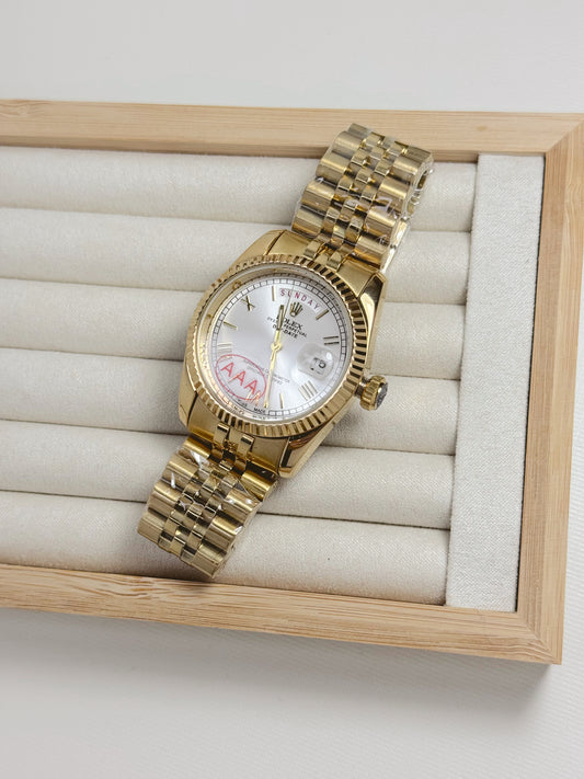 Full gold and white rolex unisex watch