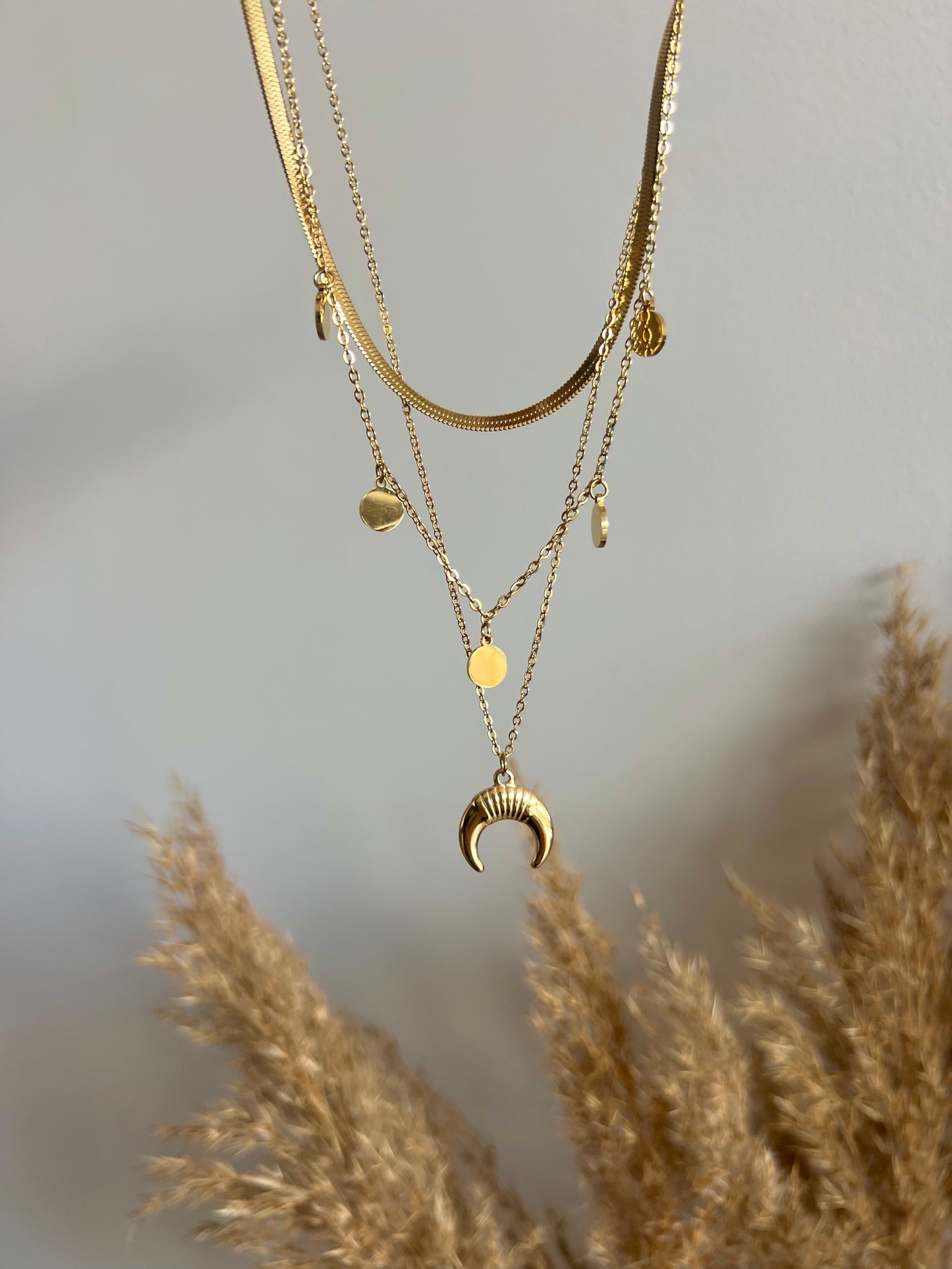 Triple moon necklace