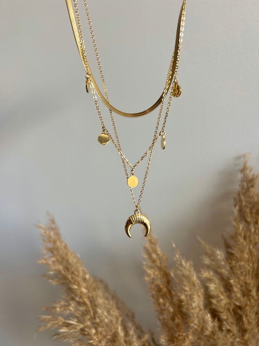 Triple moon necklace