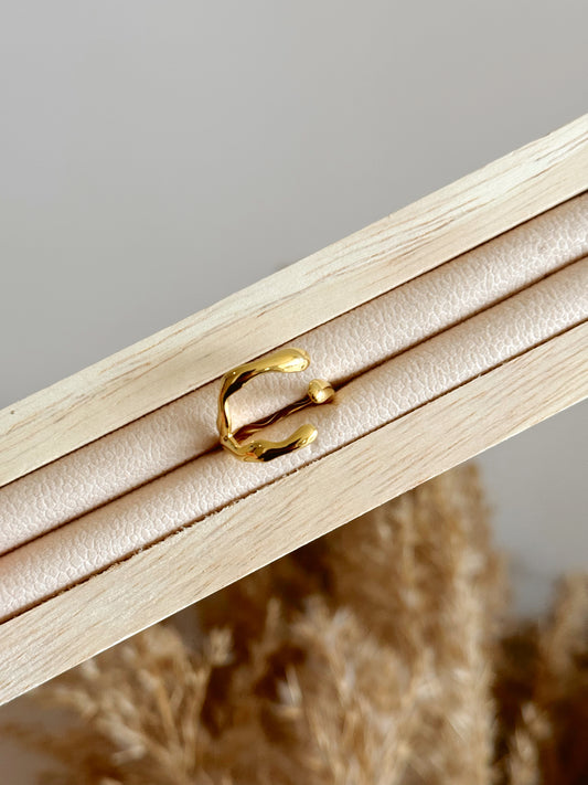 Trendy abstract gold adjustable ring