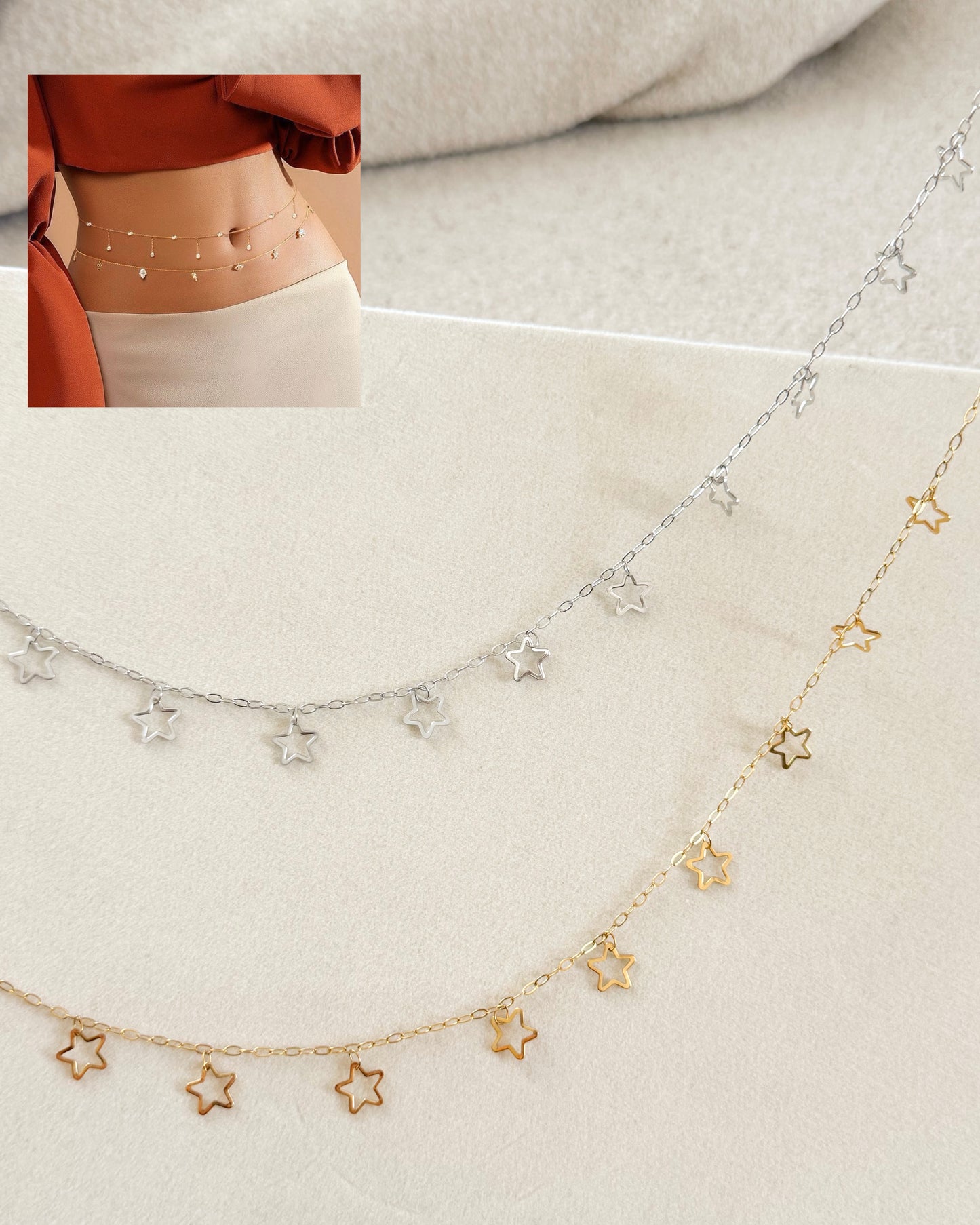 Stars belly waist chain