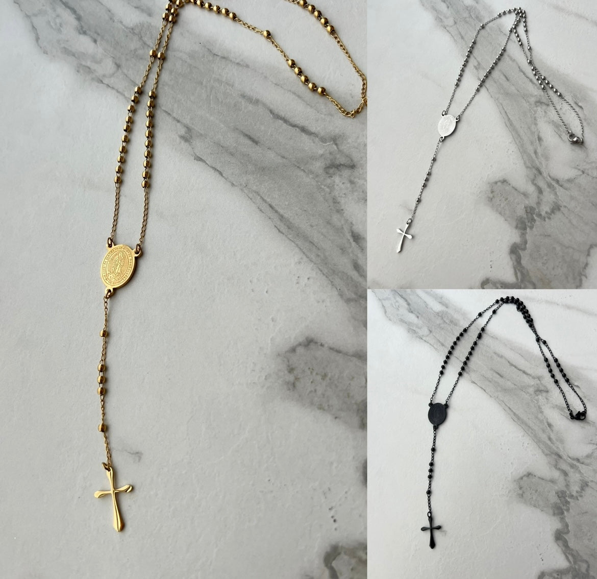 Rosary necklace unisex cross