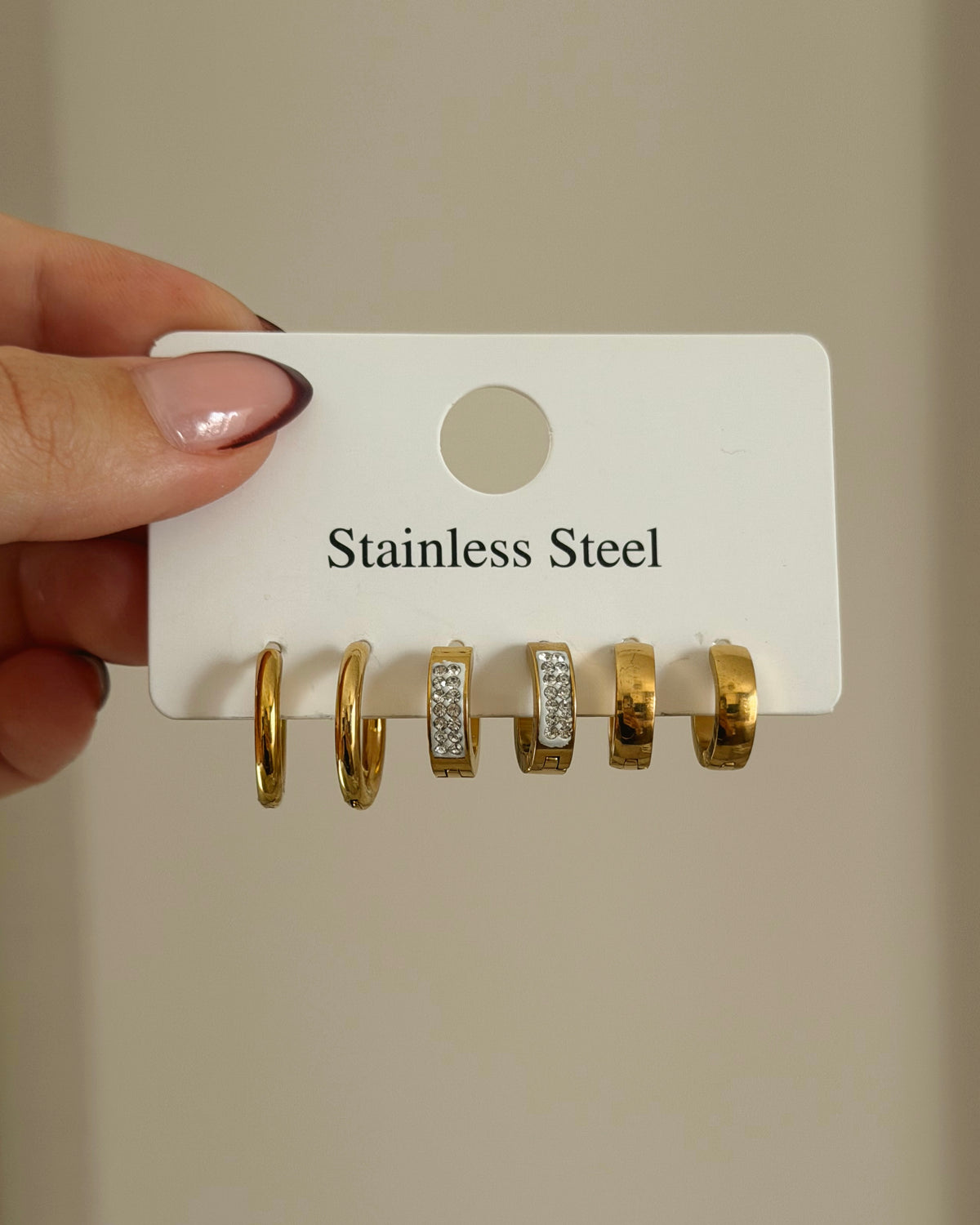 3 pair earrings set gold