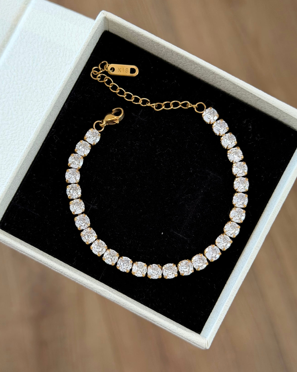 Gold tennis bracelet unisex (5mm stone, 16cm base + 6cm extension)