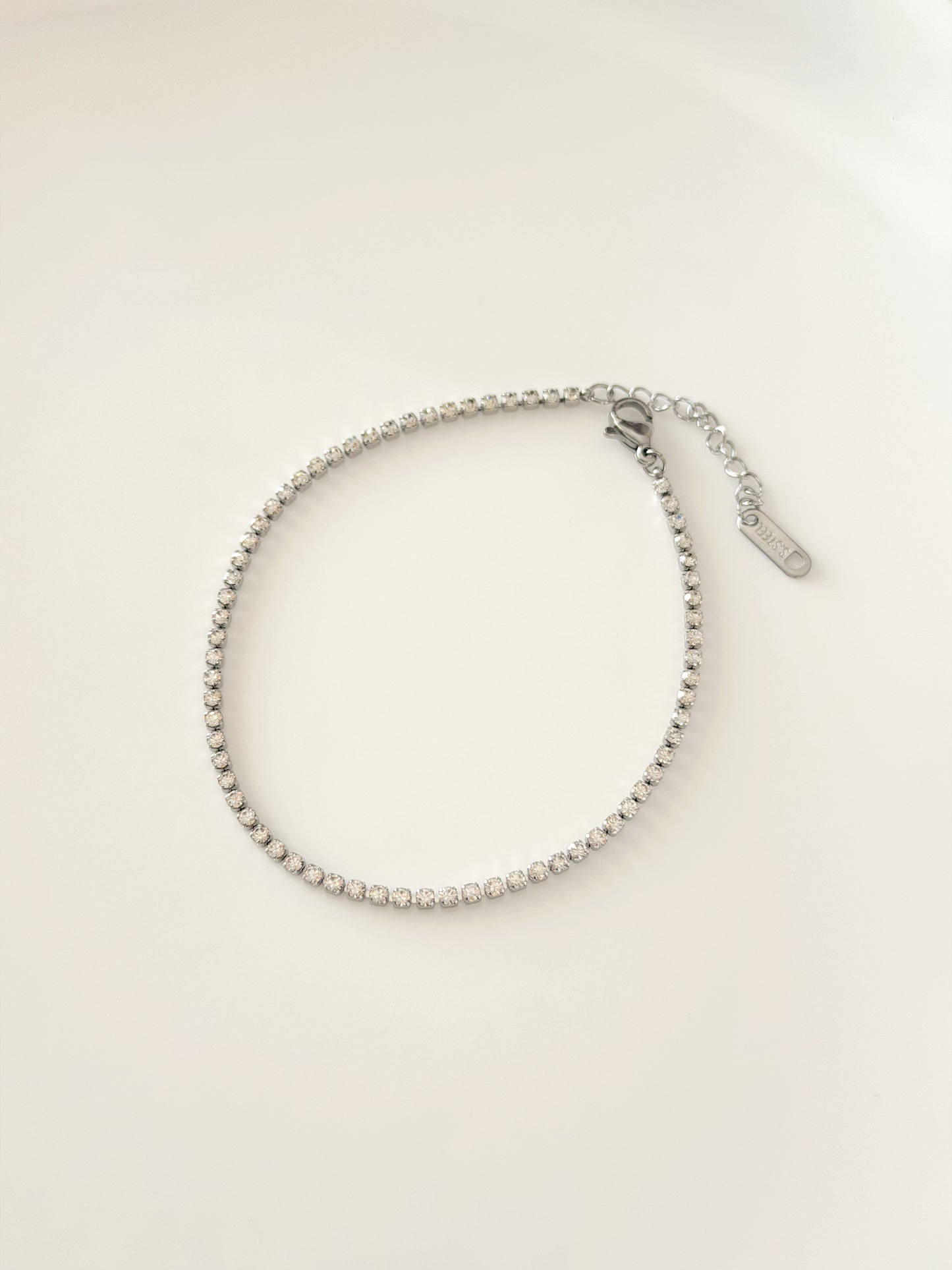 Silver tennis anklet