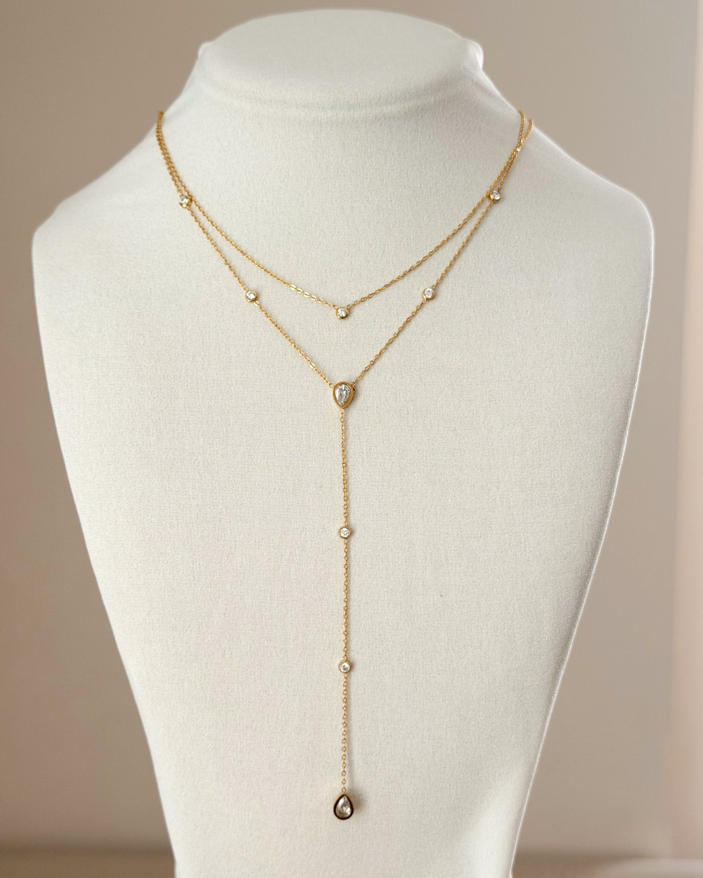 Double chain Y shape necklace