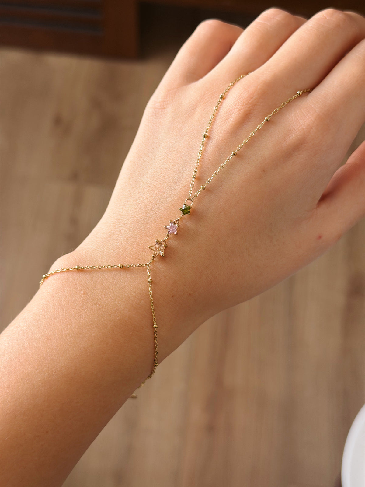 Colorful stars stone Hand chain gold