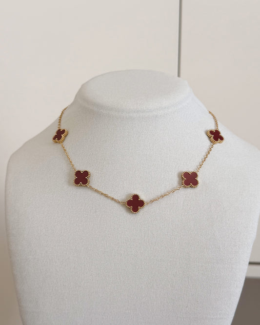 5 clovers burgundy van cleef necklace