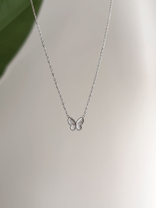 Silver van cleef butterfly necklace