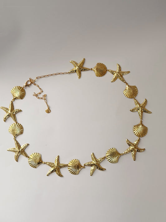 Waist belly chain seashell and starfish