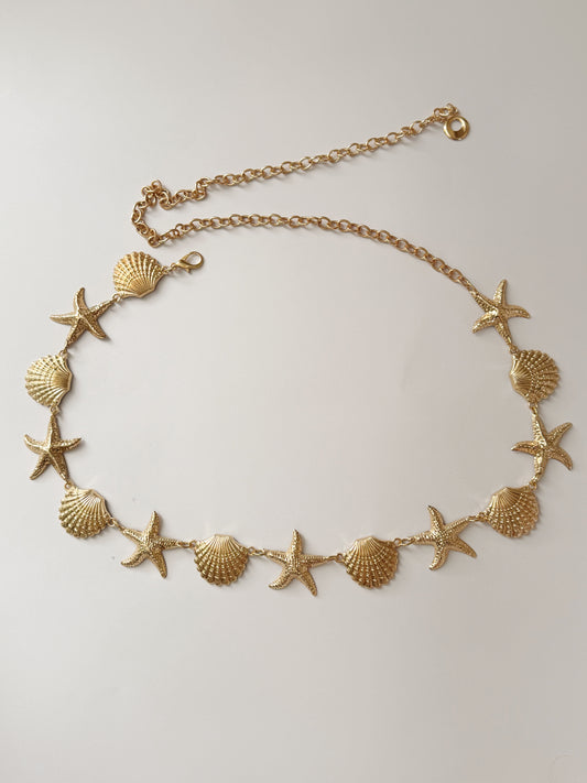 Waist belly chain seashell and starfish