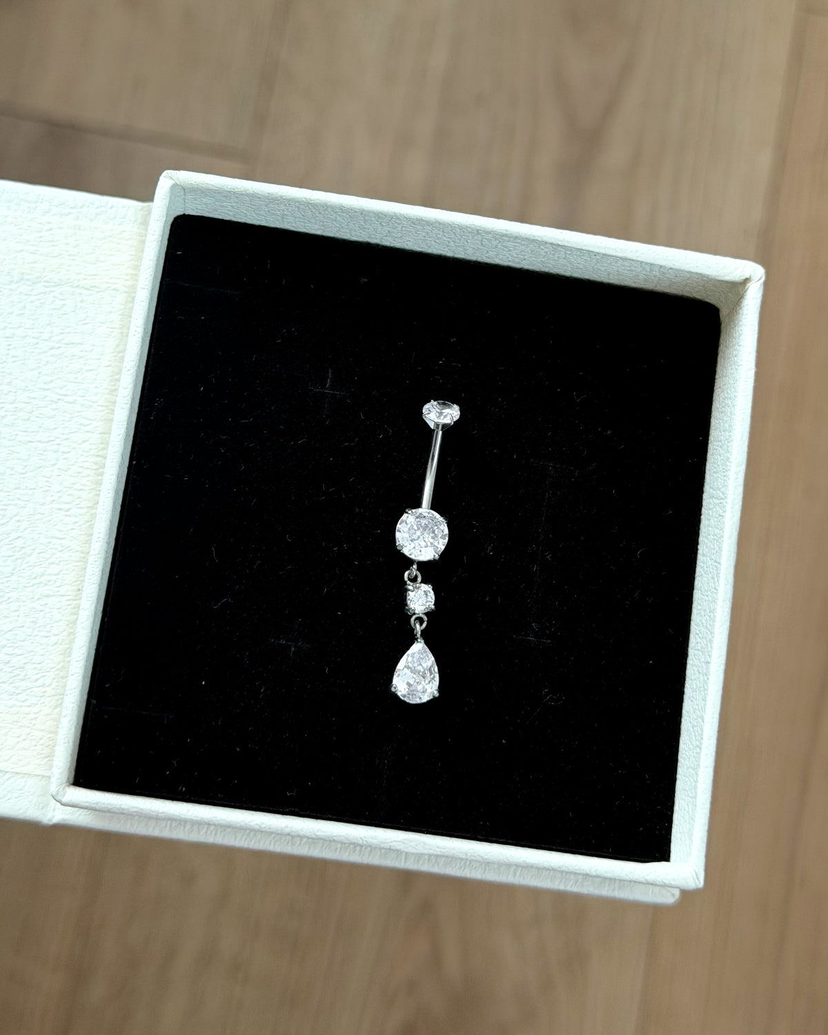 Titanium & zircon Belly piercings