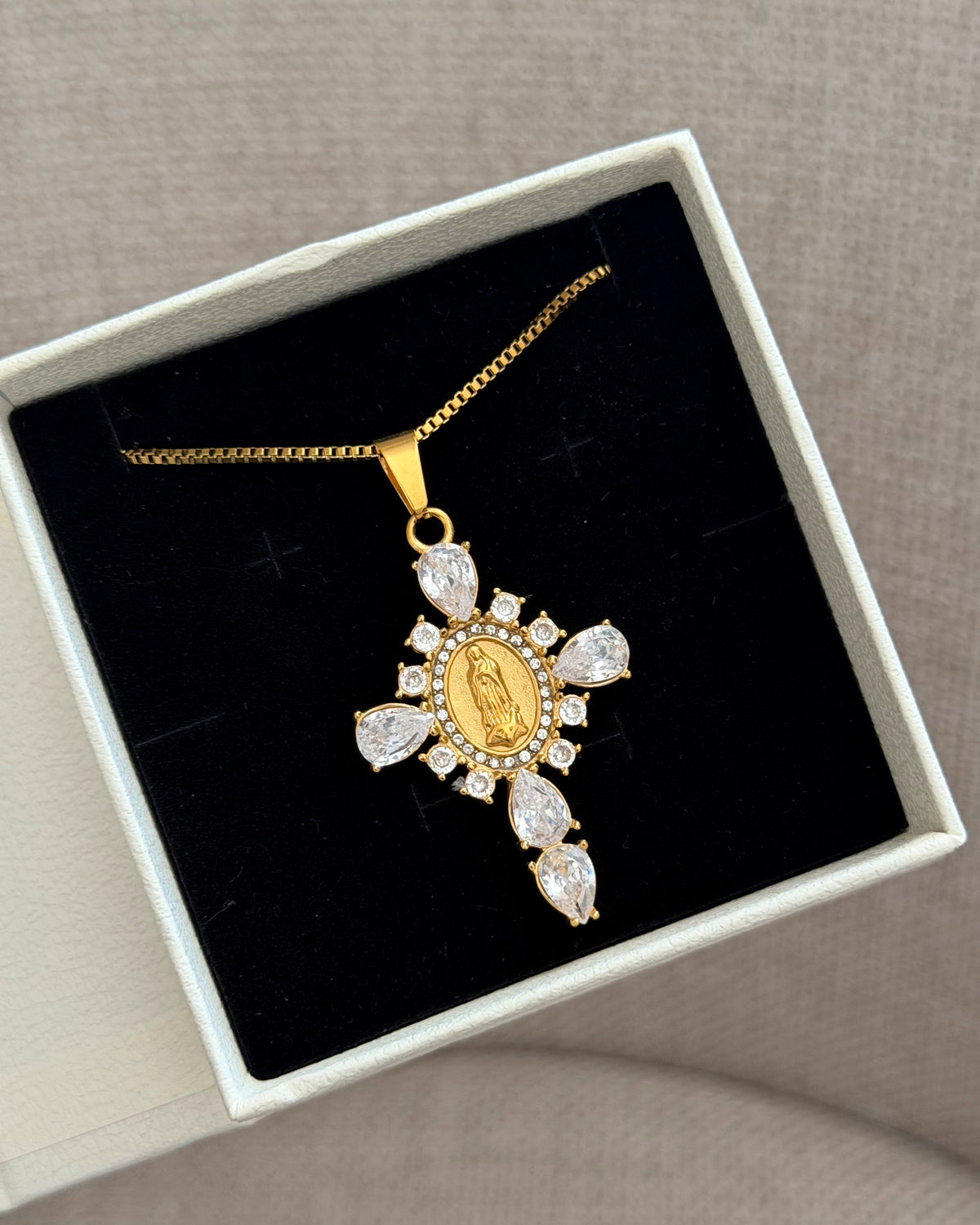 Bold gold cross zircon necklace unisex