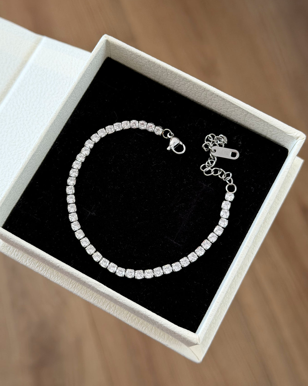 Tennis unisex bracelet silver (3mm, 16cm base + 6cm extension)