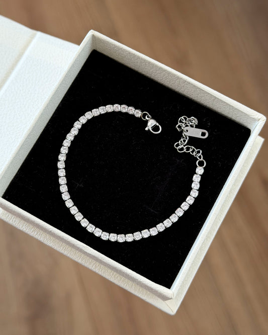 Tennis unisex bracelet silver (3mm, 16cm base + 6cm extension)