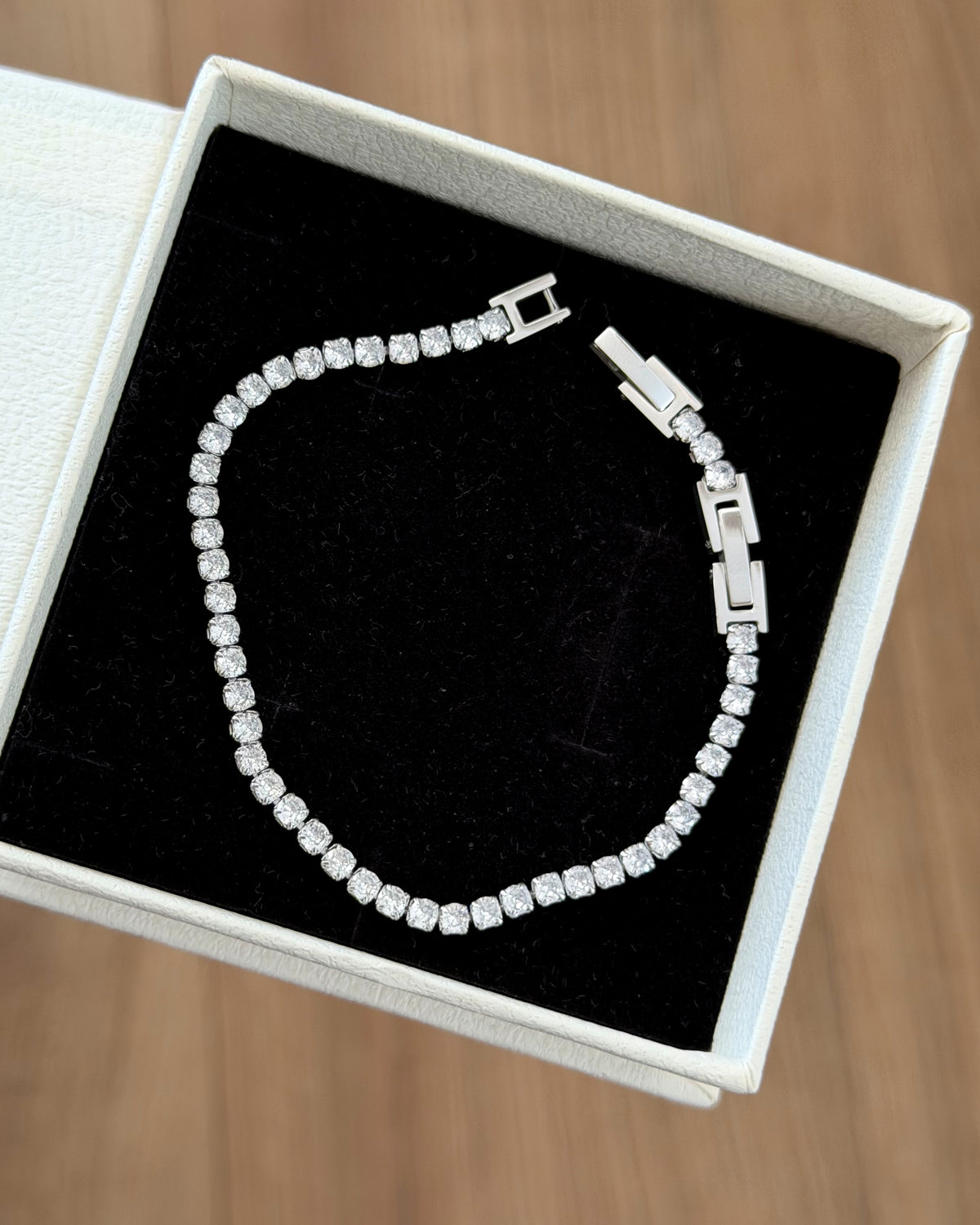 Silver tennis bracelet unisex (3mm stone, 17cm base+3cm extra)