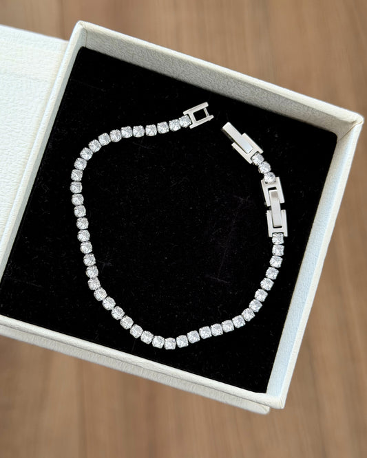 Silver tennis bracelet unisex (3mm stone, 17cm base+3cm extra)
