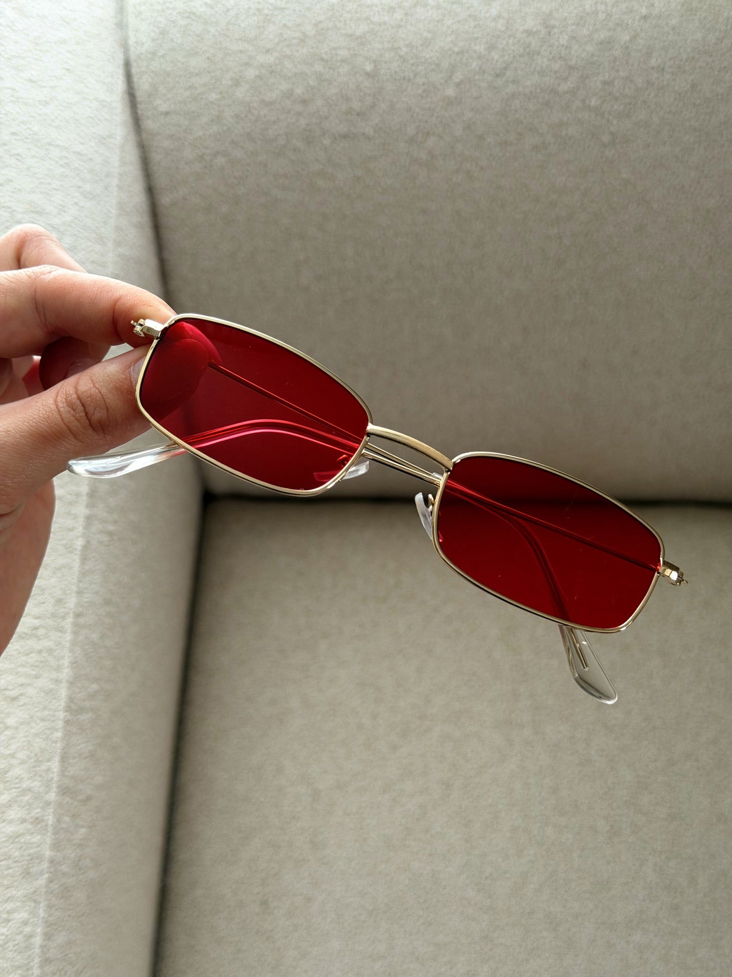 Red retro golden frame sunglasses