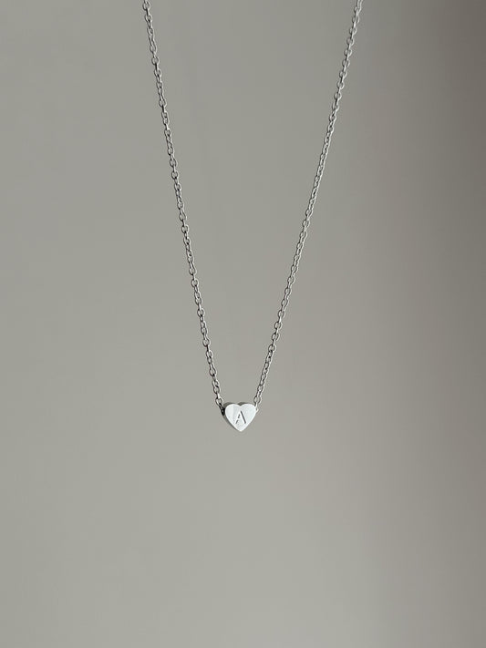 Heart initial necklaces SILVER
