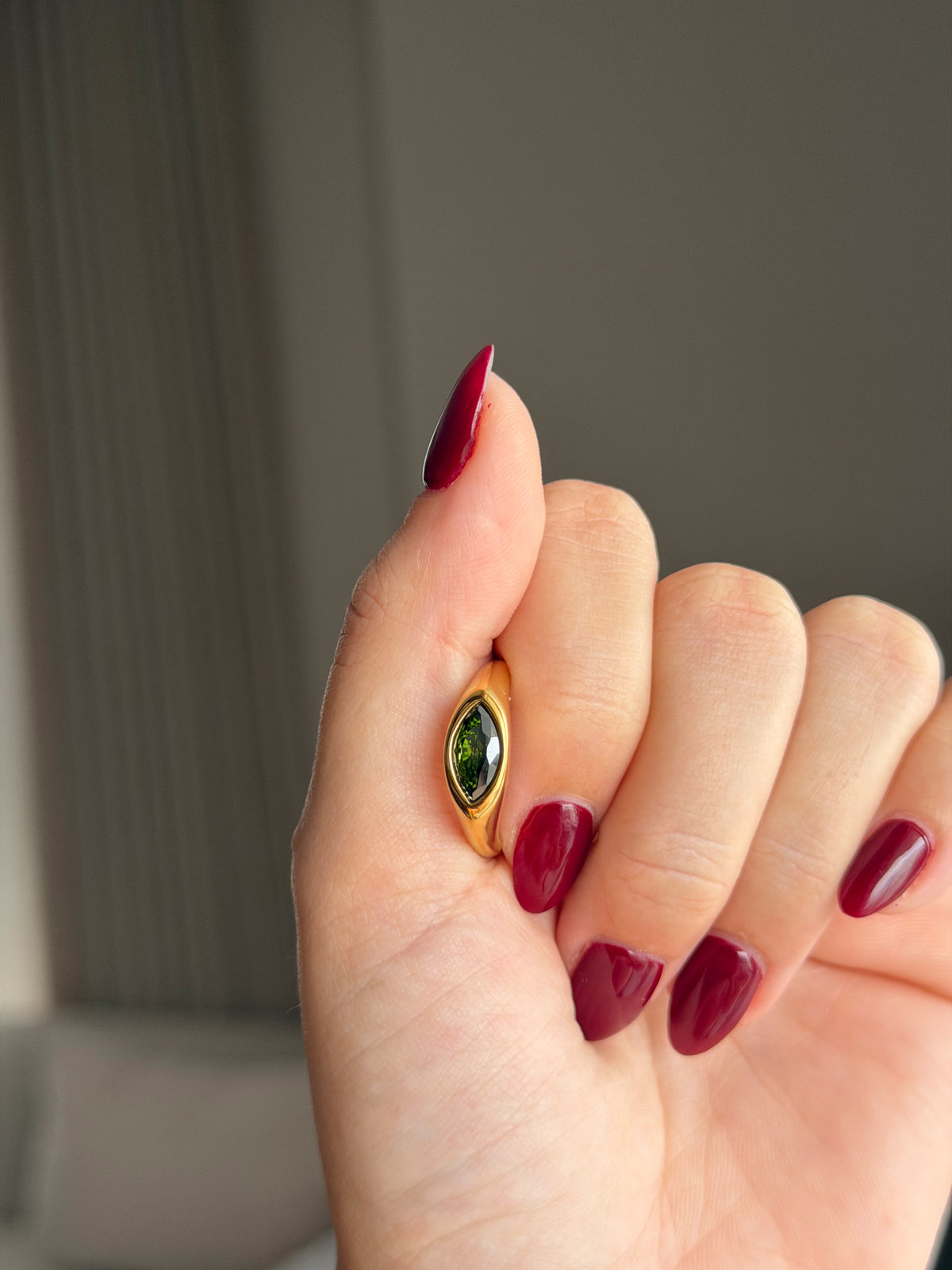 Marquise cut stone ring green