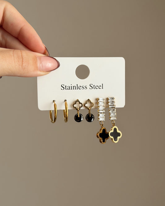3 pair earrings set van cleef style