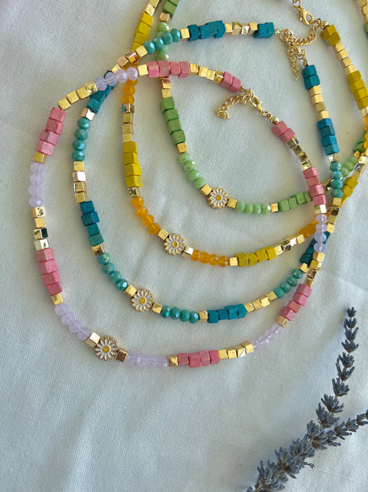 Flower bead necklaces