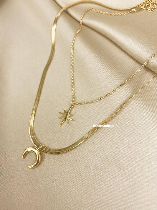 Moon and star necklace