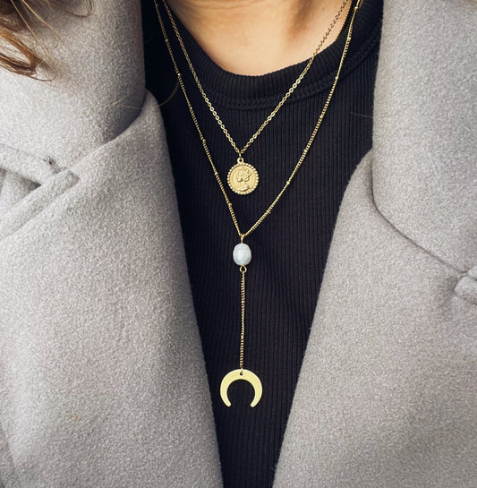 Coin & moon necklace