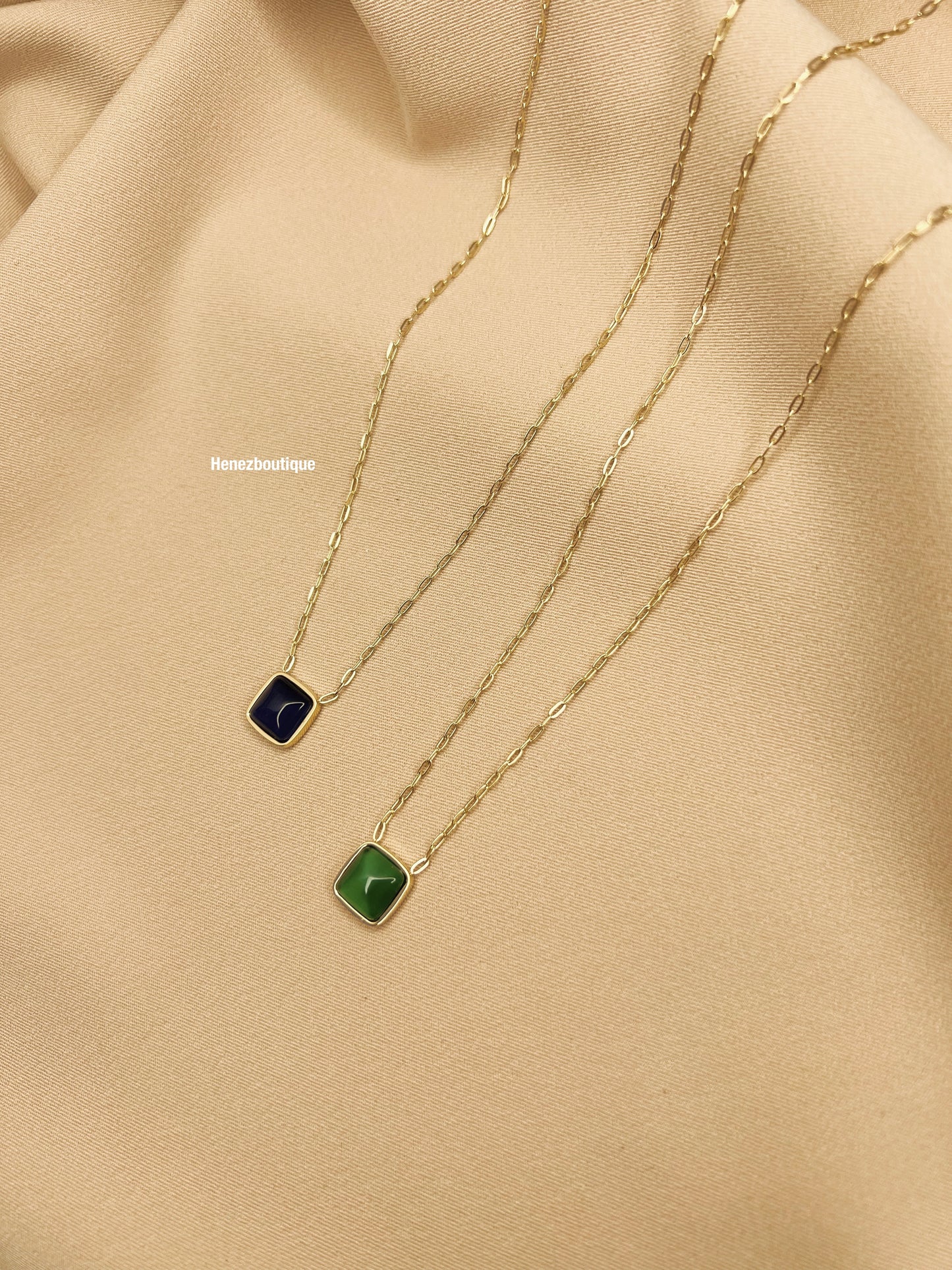 Blue and green stone necklaces