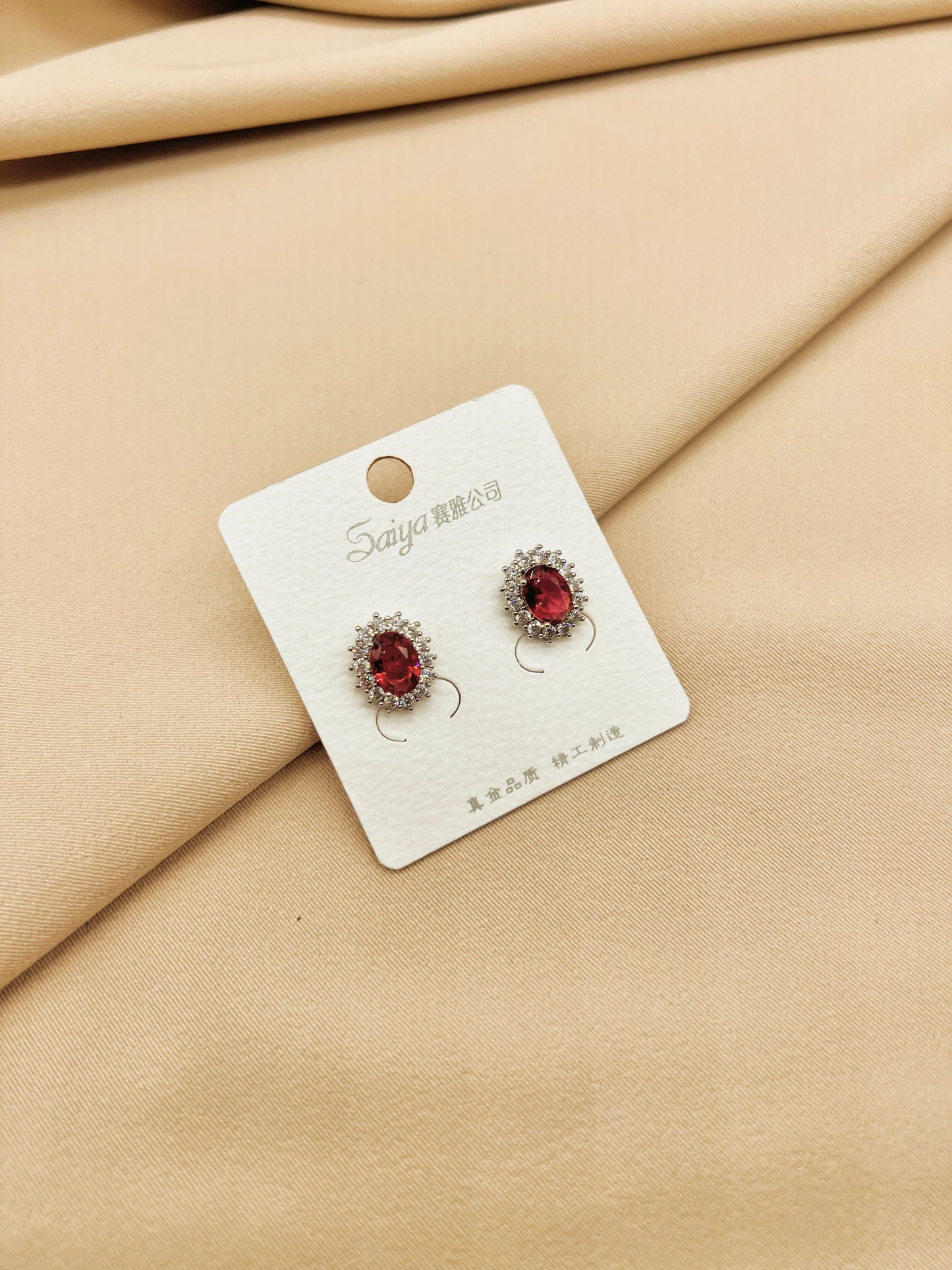 Red stone earrings